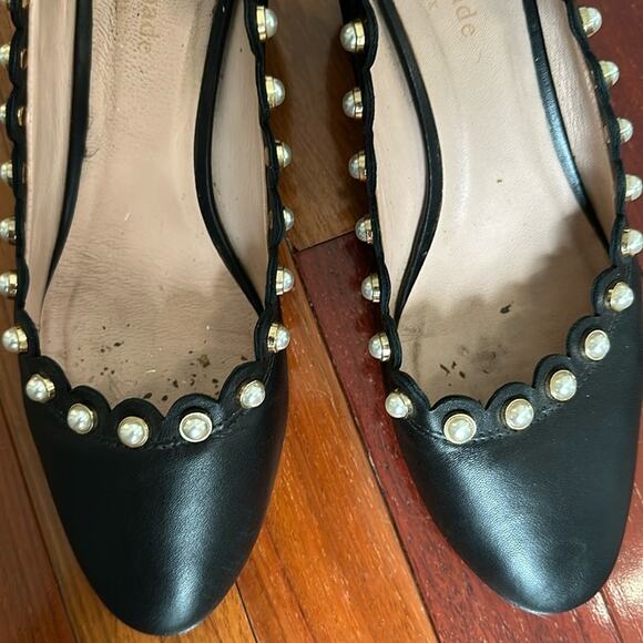 Kate Spade Maeve Black Pearl Studded Pumps Block Heels Twee Feminine Princess - Picture 6 of 10